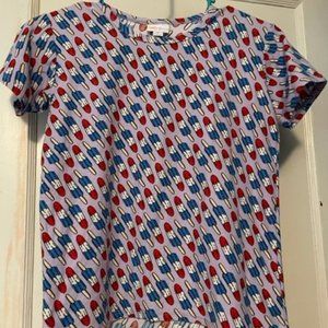 LuLaRoe Girl's Leggings Material Rocket Pop Gracie Top Size 8